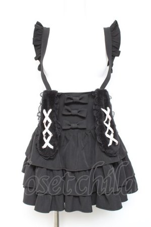 画像: Ank Rouge / うさみみサス付きティアードスカパン M 黒 Y-26-01-24-096-CA-PA-SZ-ZY