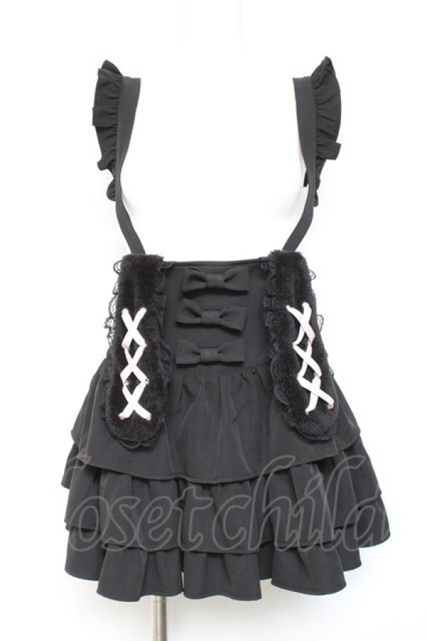 画像1: Ank Rouge / うさみみサス付きティアードスカパン M 黒 Y-26-01-24-096-CA-PA-SZ-ZY (1)