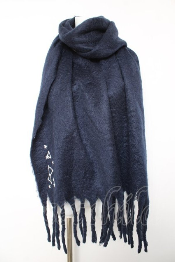 画像1: axes femme / 星座刺繍ストール  紺 Y-26-01-24-022-AX-ZA-SZ-ZY (1)