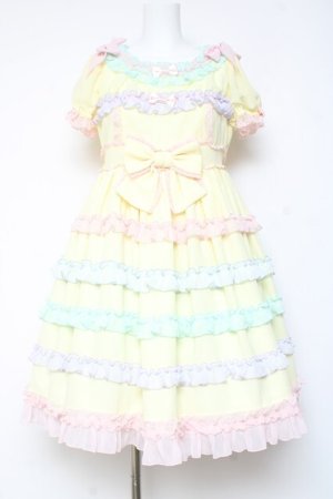 画像: Angelic Pretty / しゃぼん玉ワンピース  イエロー Y-26-01-24-105-AP-OP-SZ-ZY
