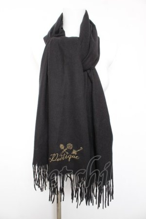 画像: axes femme POETIQUE / 鍵刺繍ストール  黒 Y-26-01-24-023-AX-ZA-SZ-ZY