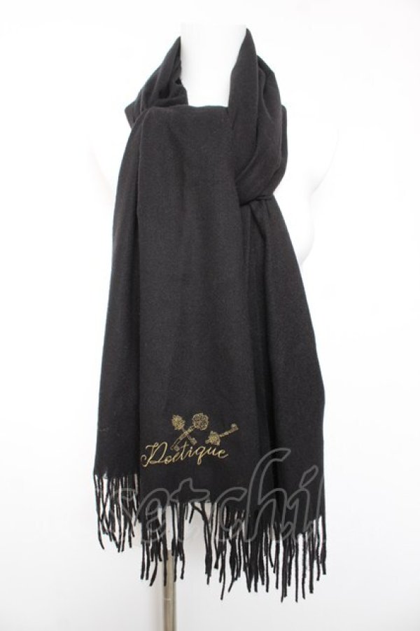画像1: axes femme POETIQUE / 鍵刺繍ストール  黒 Y-26-01-24-023-AX-ZA-SZ-ZY (1)
