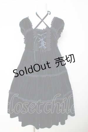 画像: BABY, THE STARS SHINE BRIGHT / ベロア3段ティアードベビードールジャンパースカート  紺 Y-26-01-24-109-BA-OP-SZ-ZY