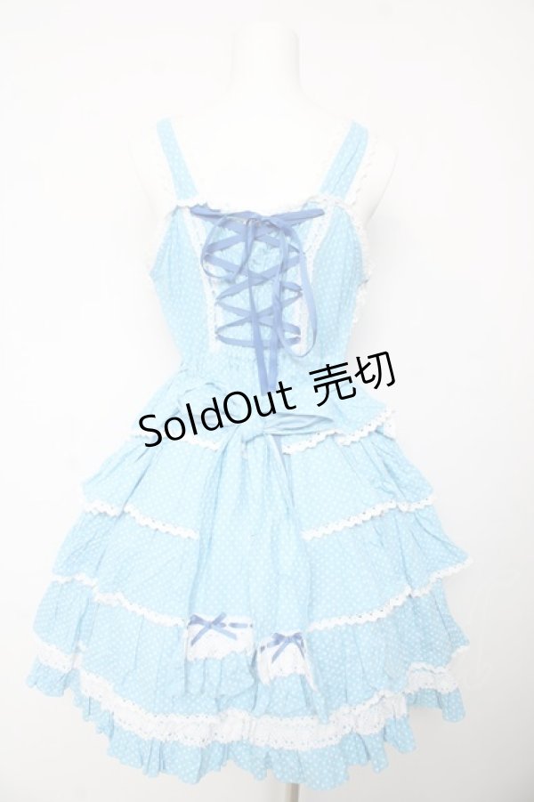 画像2: AND ROMEO / 小さなさくらんぼと細ストライプのジャンパースカート  ブルー Y-26-01-24-112-LO-OP-SZ-ZY (2)