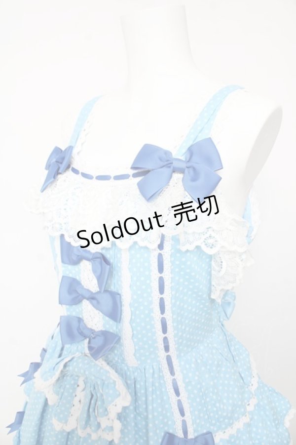 画像3: AND ROMEO / 小さなさくらんぼと細ストライプのジャンパースカート  ブルー Y-26-01-24-112-LO-OP-SZ-ZY (3)