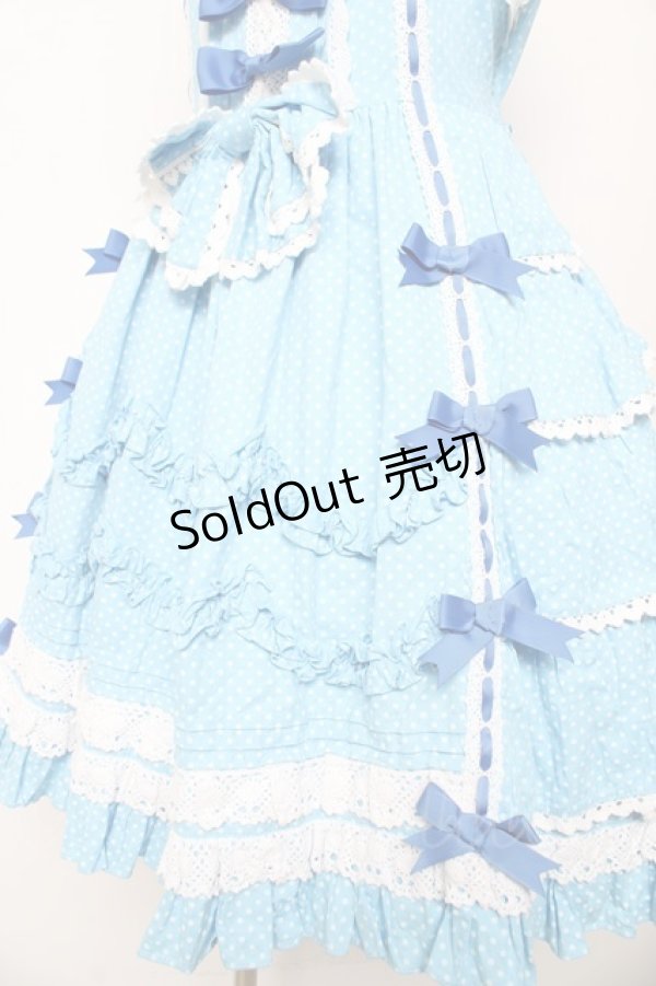 画像4: AND ROMEO / 小さなさくらんぼと細ストライプのジャンパースカート  ブルー Y-26-01-24-112-LO-OP-SZ-ZY (4)