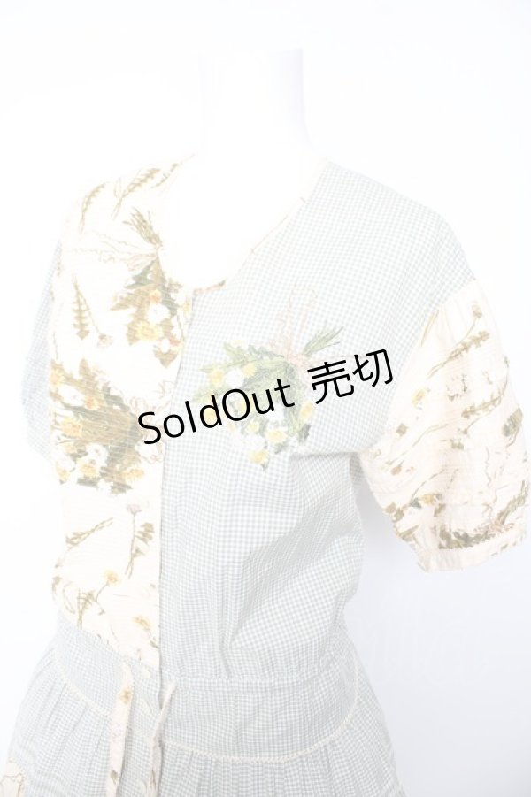 画像3: WONDERFUL WORLD / たんぽぽ柄パッチワークワンピース F 薄荷 Y-26-01-24-115-LO-OP-SZ-ZY (3)