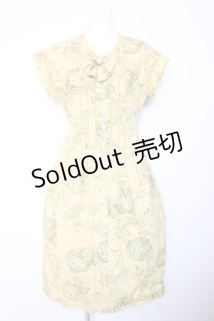 画像: PINK HOUSE / スイカプリント半袖ワンピース F イエロー Y-26-01-24-117-LO-OP-SZ-ZY