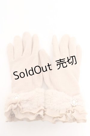 画像: Maison de FLEUR / ファーリボンフリルグローブ F ベージュ Y-26-01-24-003-LO-ZA-SZ-ZT0204M