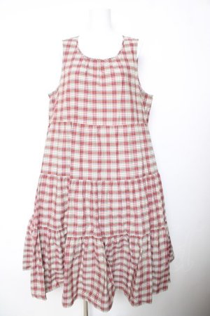 画像: PINK HOUSE / オリジナルチェックノースリーブワンピース F レッド×サックス Y-26-01-24-121-LO-OP-SZ-ZY