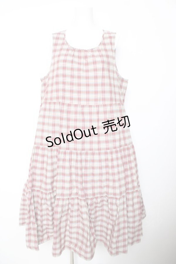 画像1: PINK HOUSE / オリジナルチェックノースリーブワンピース F レッド×サックス Y-26-01-24-121-LO-OP-SZ-ZT621 (1)