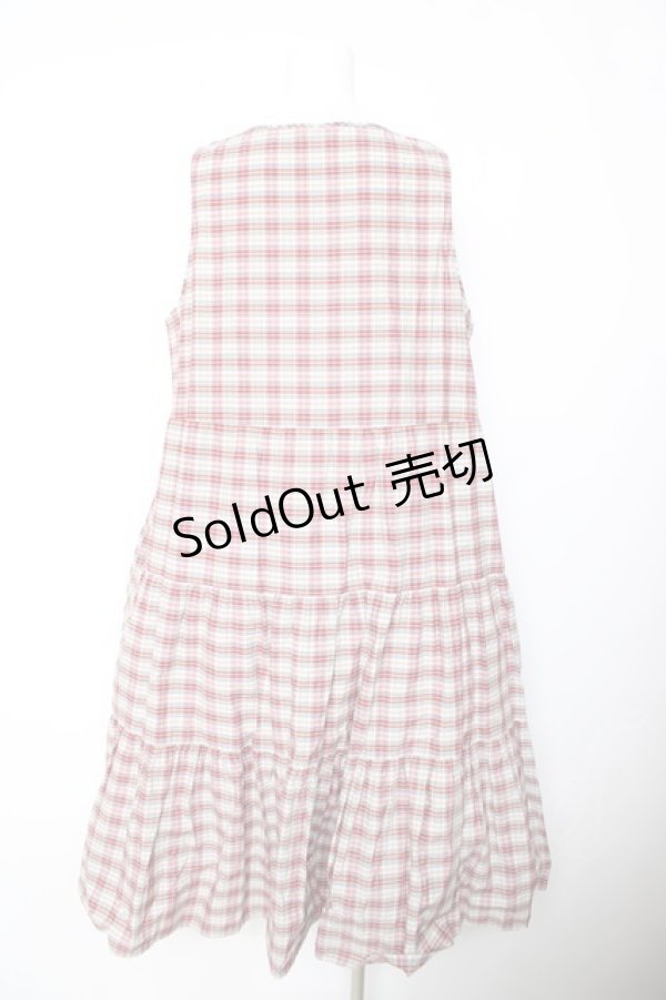 画像2: PINK HOUSE / オリジナルチェックノースリーブワンピース F レッド×サックス Y-26-01-24-121-LO-OP-SZ-ZT621 (2)