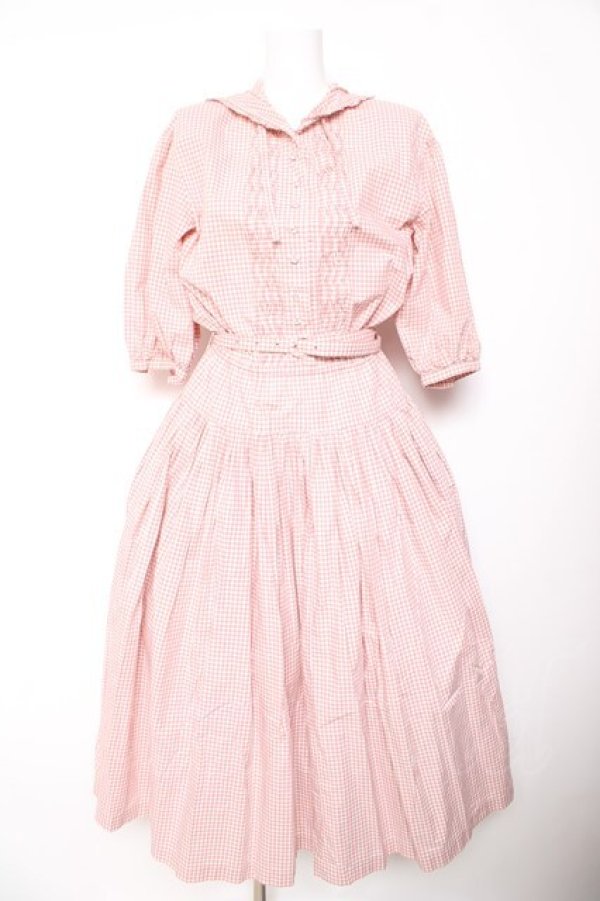 画像1: PINK HOUSE / ギンガムフードワンピース F ピンク Y-26-01-24-123-LO-OP-SZ-ZY (1)