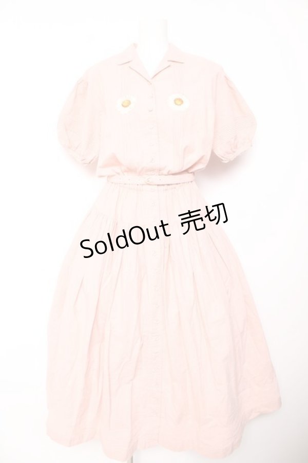 画像1: PINK HOUSE / ヒナギク刺繍ベルト付きワンピース F ピンク Y-26-01-24-124-LO-OP-SZ-ZY (1)