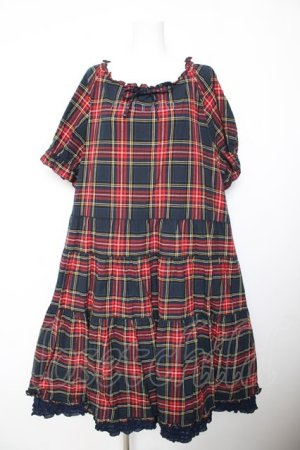 画像: PINK HOUSE / コットンリネンタータンチェックロングティアードワンピース F 紺 Y-26-01-24-126-LO-OP-SZ-ZY