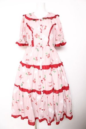 画像: Chalmiere / チェリーバニー柄ワンピース M ピンク Y-26-01-24-131-LO-OP-SZ-ZY