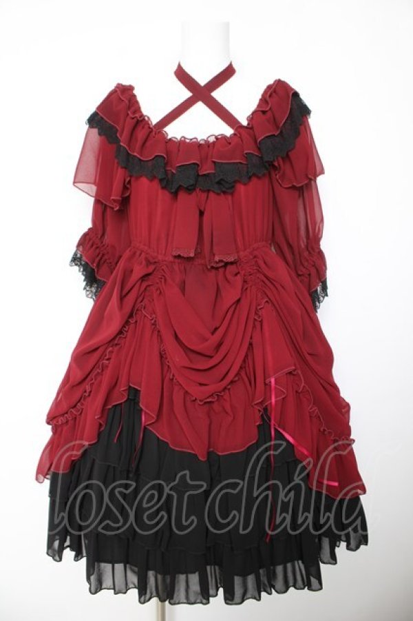 画像1: Vallee lys / Blessed Veil Dress  ワイン Y-26-01-24-133-GO-OP-SZ-ZY (1)
