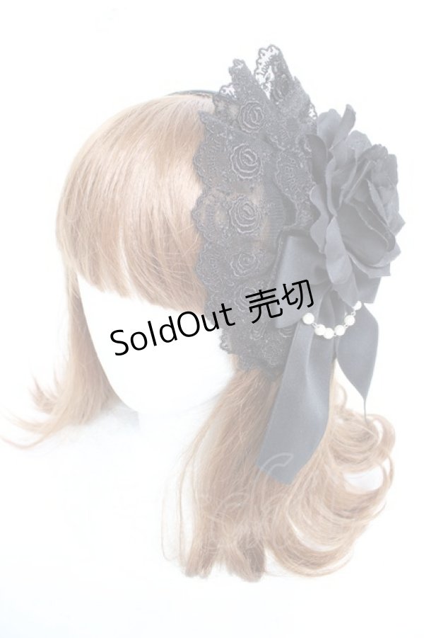 画像1: ATELIER PIERROT / 薔薇レースカチューシャ  黒 Y-26-01-24-028-EL-TO-SZ-ZY (1)