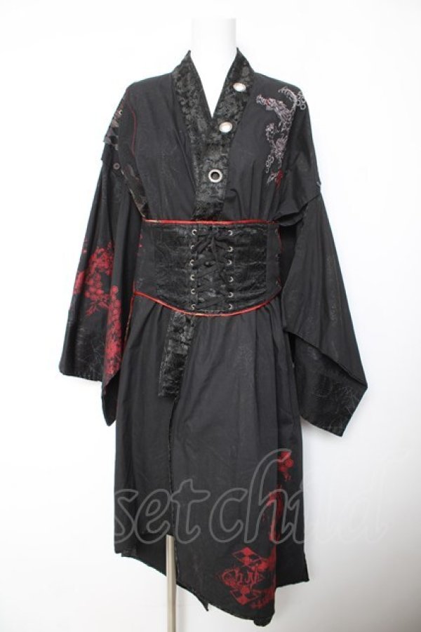 画像1: EAST / 浴衣  黒×赤 Y-26-01-24-136-HN-OP-SZ-ZY (1)