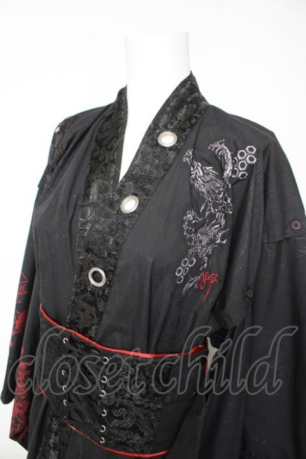 画像3: EAST / 浴衣  黒×赤 Y-26-01-24-136-HN-OP-SZ-ZY (3)