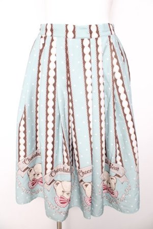 画像: axes femme kawaii / チョコベア柄スカート  ミント Y-26-01-24-141-AX-SK-SZ-ZY