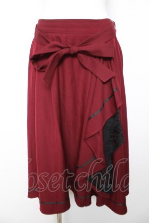 画像: axes femme / リボン付フリルスカート  ワイン Y-26-01-24-142-AX-SK-SZ-ZY