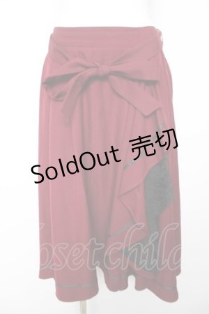 画像: axes femme / リボン付フリルスカート  ワイン Y-26-01-24-142-AX-SK-SZ-ZY