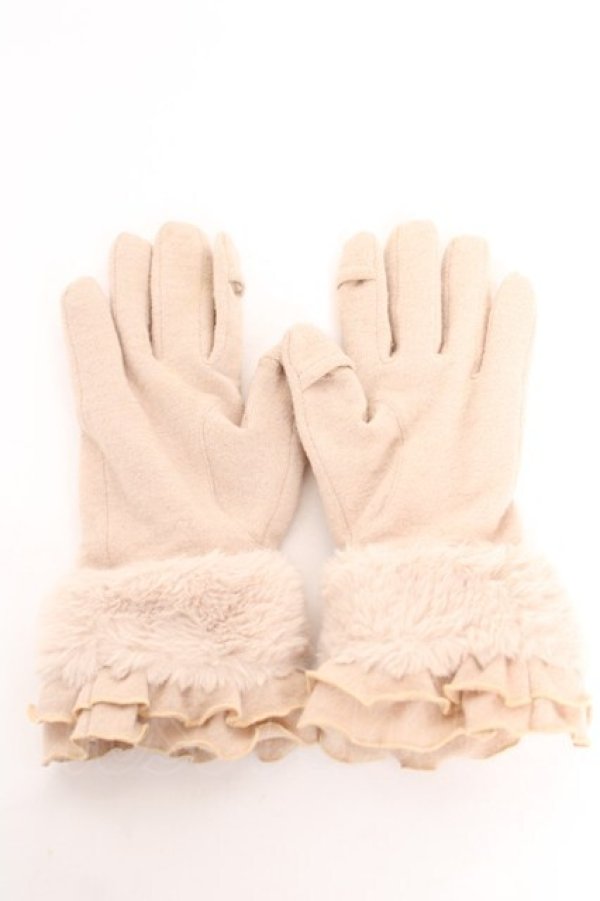 画像2: Maison de FLEUR / ファーリボンフリルグローブ F ベージュ Y-26-01-24-003-LO-ZA-SZ-ZY (2)