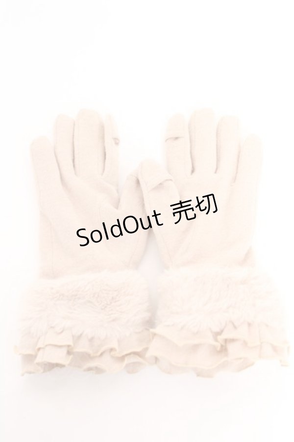 画像2: Maison de FLEUR / ファーリボンフリルグローブ F ベージュ Y-26-01-24-003-LO-ZA-SZ-ZT0204M (2)