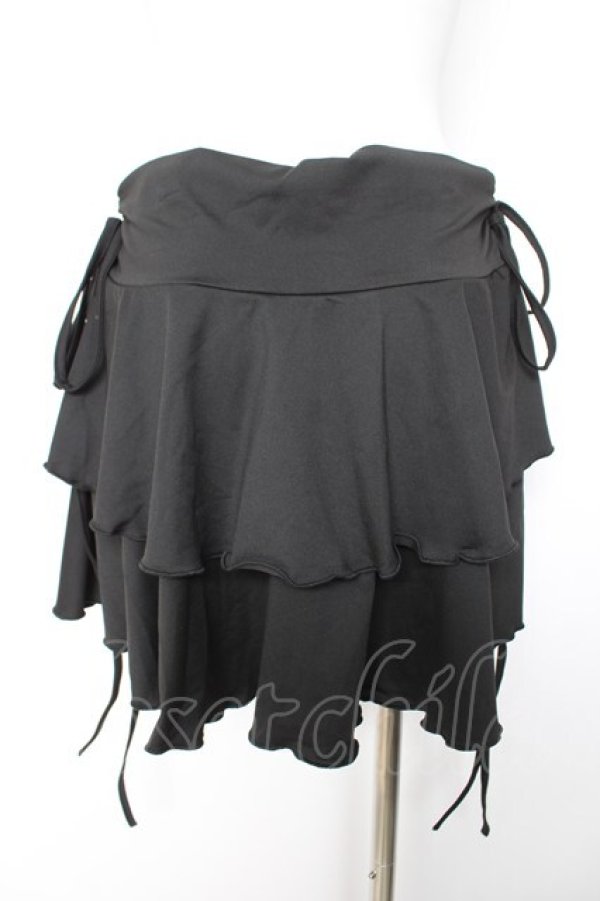 画像2: MARBLE / サイドギャザー2段フリルスカート M-L ブラック Y-26-01-24-148-GO-SK-SZ-ZY (2)