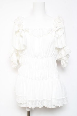 画像: ATELIER PIERROT / Twinkle Ribbons Blouse  ホワイト Y-26-01-24-036-EL-BL-SZ-ZY