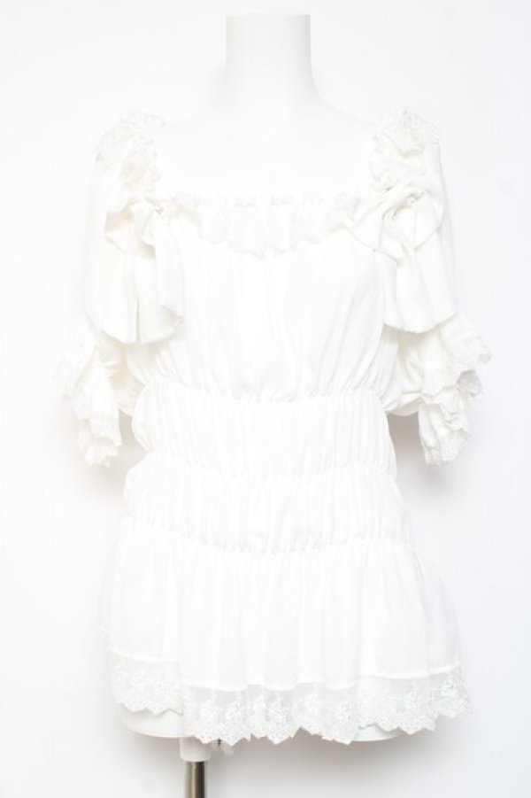 画像1: ATELIER PIERROT / Twinkle Ribbons Blouse  ホワイト Y-26-01-24-036-EL-BL-SZ-ZY (1)