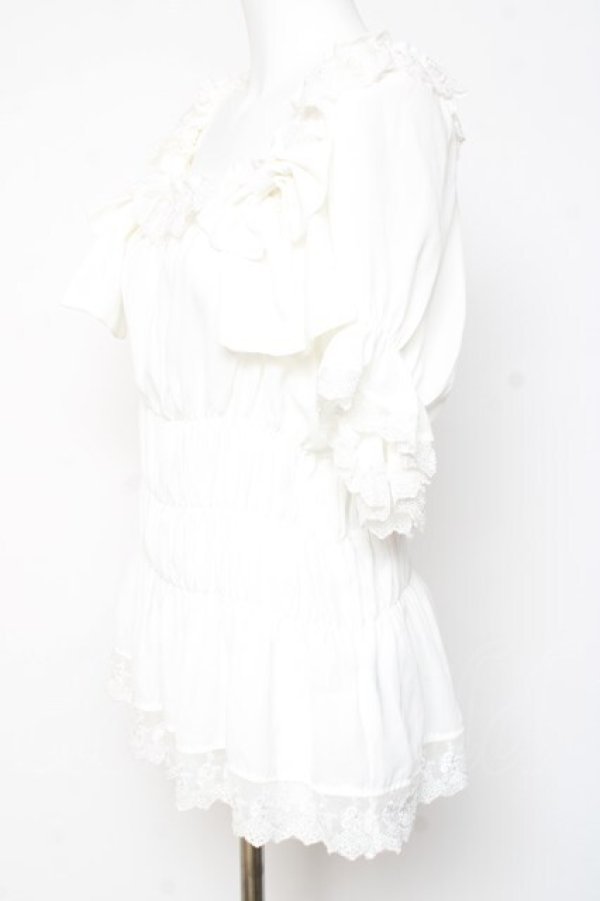 画像2: ATELIER PIERROT / Twinkle Ribbons Blouse  ホワイト Y-26-01-24-036-EL-BL-SZ-ZY (2)