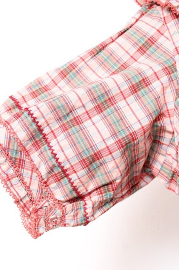 画像6: PINK HOUSE / タータンチェックブラウス F ピンク Y-26-01-24-037-LO-BL-SZ-ZY (6)