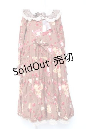 画像: PINK HOUSE / strawberry choco bearプリントミディワンピース  ブラウン Y-26-01-27-013-LO-OP-AS-ZY