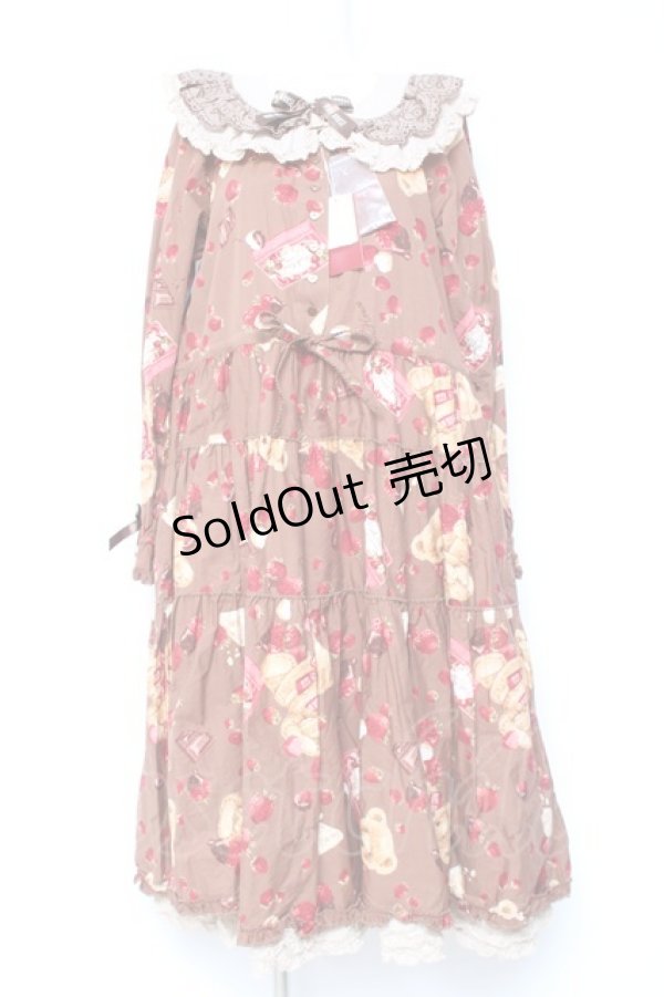 画像1: PINK HOUSE / strawberry choco bearプリントミディワンピース  ブラウン Y-26-01-27-013-LO-OP-AS-ZY (1)