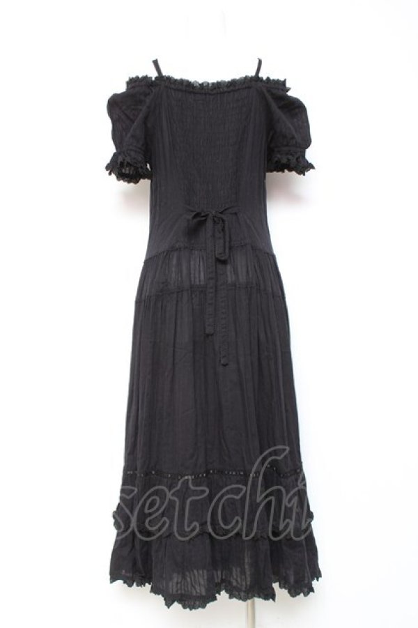 画像3: PINK HOUSE / オフショルティアードロングワンピース F 黒 Y-26-01-27-014-LO-OP-SZ-ZY (3)