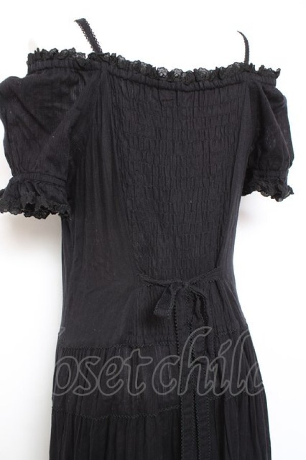 画像4: PINK HOUSE / オフショルティアードロングワンピース F 黒 Y-26-01-27-014-LO-OP-SZ-ZY (4)