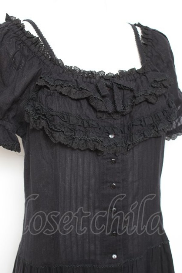 画像5: PINK HOUSE / オフショルティアードロングワンピース F 黒 Y-26-01-27-014-LO-OP-SZ-ZY (5)