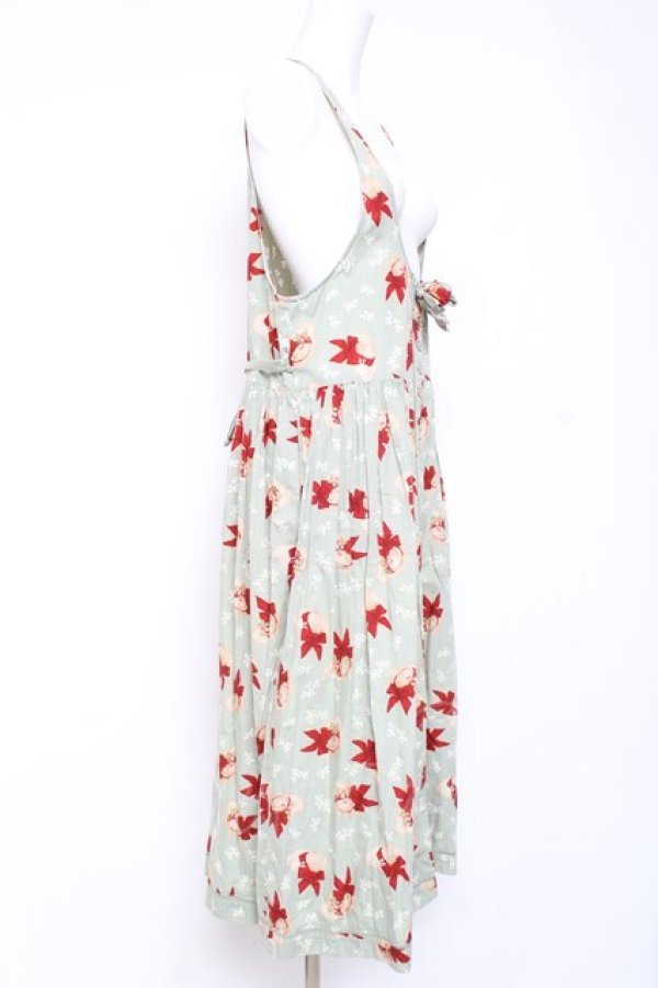 画像2: PINK HOUSE / 麦わら帽子×すずらん柄エプロンワンピース  ミント Y-26-01-27-016-LO-OP-SZ-ZY (2)