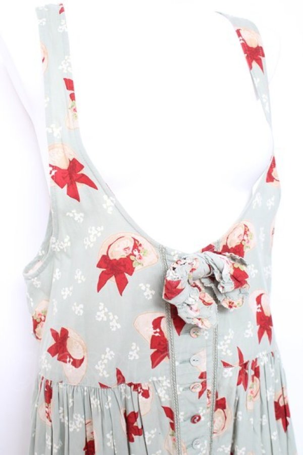 画像5: PINK HOUSE / 麦わら帽子×すずらん柄エプロンワンピース  ミント Y-26-01-27-016-LO-OP-SZ-ZY (5)