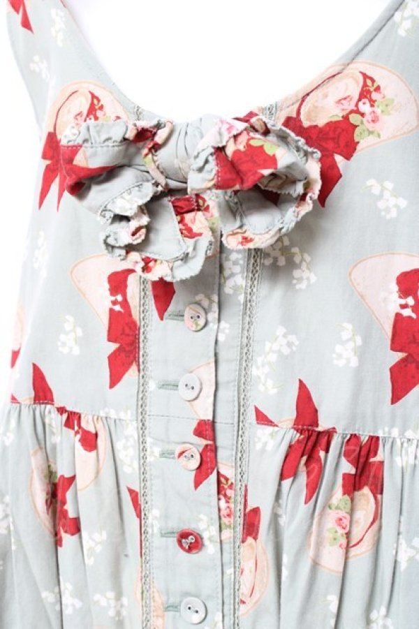 画像6: PINK HOUSE / 麦わら帽子×すずらん柄エプロンワンピース  ミント Y-26-01-27-016-LO-OP-SZ-ZY (6)