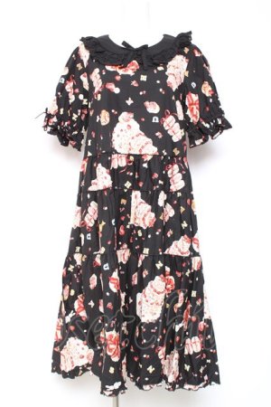 画像: PINK HOUSE / アニバーサリーケーキプリントミディワンピース  黒 Y-26-01-27-018-LO-OP-SZ-ZY