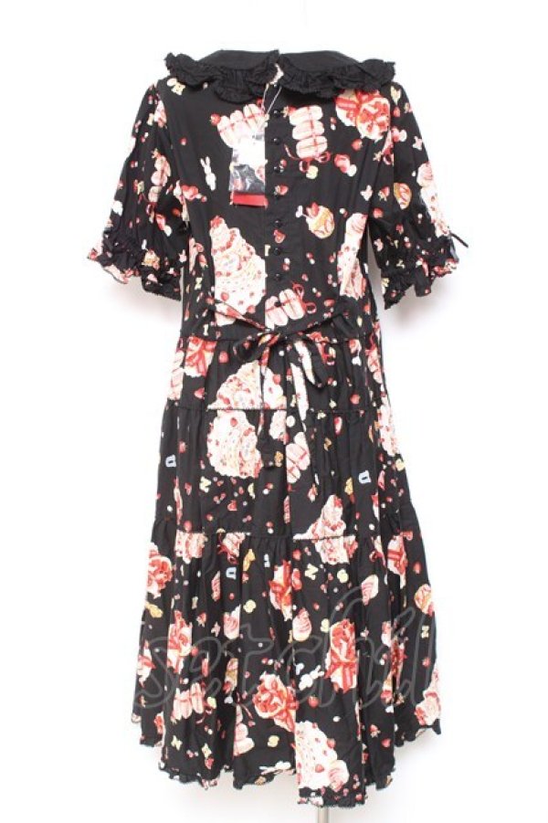 画像3: PINK HOUSE / アニバーサリーケーキプリントミディワンピース  黒 Y-26-01-27-018-LO-OP-SZ-ZY (3)