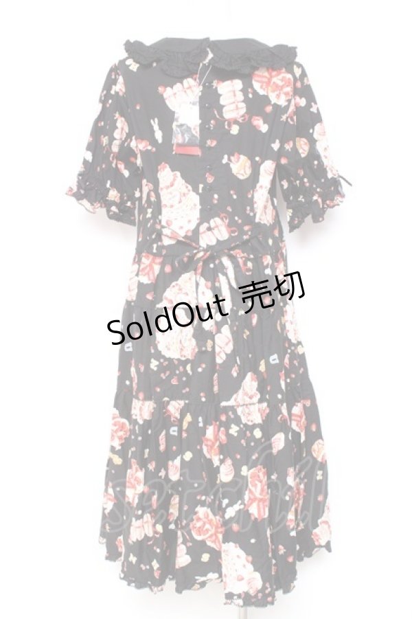 画像3: PINK HOUSE / アニバーサリーケーキプリントミディワンピース  黒 Y-26-01-27-018-LO-OP-SZ-ZY (3)