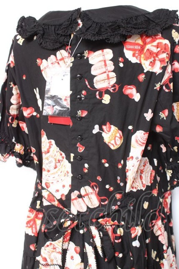 画像4: PINK HOUSE / アニバーサリーケーキプリントミディワンピース  黒 Y-26-01-27-018-LO-OP-SZ-ZY (4)