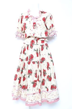 画像: WONDERFUL WORLD / いちごブーケチェックワンピース  イエロー Y-26-01-27-019-LO-OP-SZ-ZY