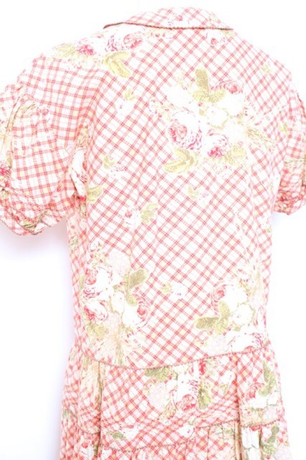画像4: WONDERFUL WORLD / ローズブーケチェック柄ワンピース F ピンク Y-26-01-27-020-LO-OP-SZ-ZY (4)