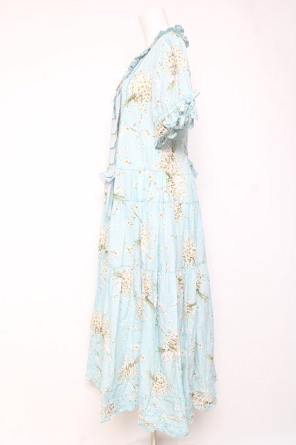 画像2: PINK HOUSE / スマイリーマーガレットプリントワンピース F サックス Y-26-01-27-023-LO-OP-SZ-ZY (2)