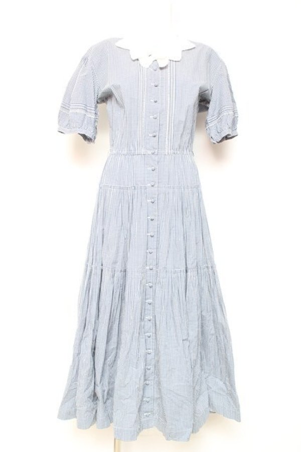 画像1: KANEKO ISAO / ギンガムワンピース  ブルー Y-26-01-27-024-EL-OP-SZ-ZY (1)